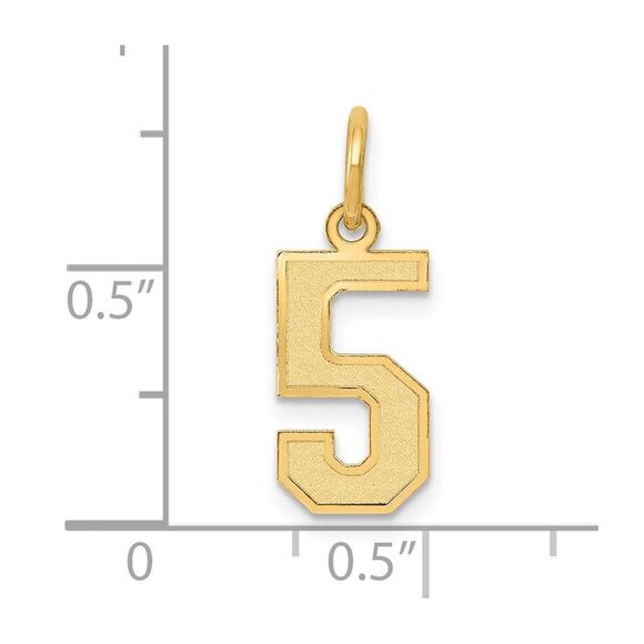 14k Yellow Gold, Jersey Collection, Small Number 5 Pendant - Picture 4 of 5